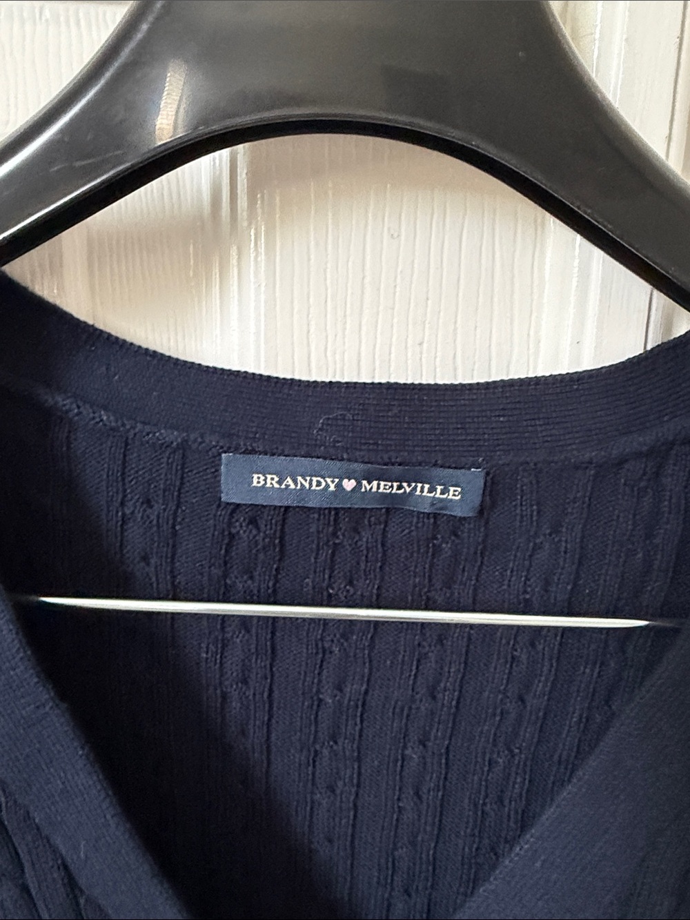 Brandy Melville navy cable-knit V-neck buttoned cardigan - Picture 2 of 3